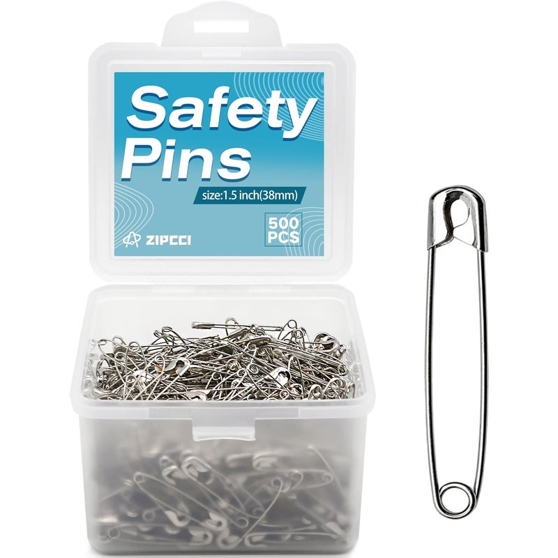 ZIPCCI 500 Pcs ZIPCCI 1.5 inch Safety Pins,Small Safety Pins for Home Office Use DIY Crafts Jewelry Making - Image 1